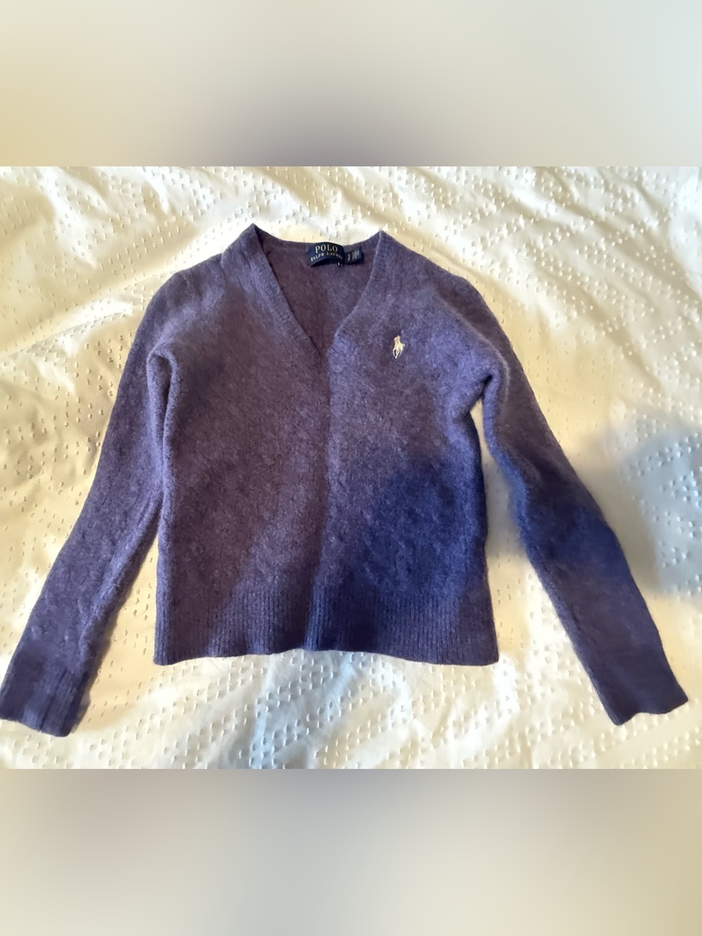 Ralph Lauren Wool Deep Purple V-Neck Sweater